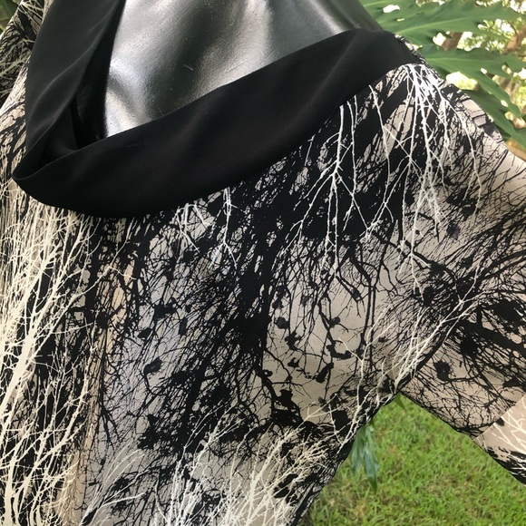 Kenzie Black and White Abstract Tree Print Blouse - Picture 4 of 8